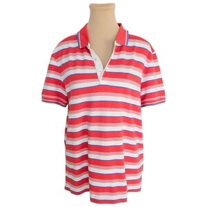 Hugo Boss Light Red Blue and White Collared Polo Shirt Sz L
